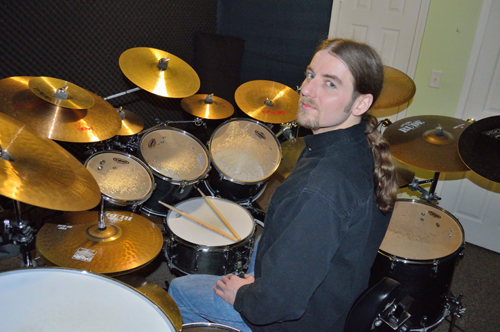 Derek Houle behind his drum kit